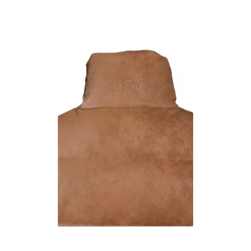 Faux Leather Shrink Down Jacket / Brw