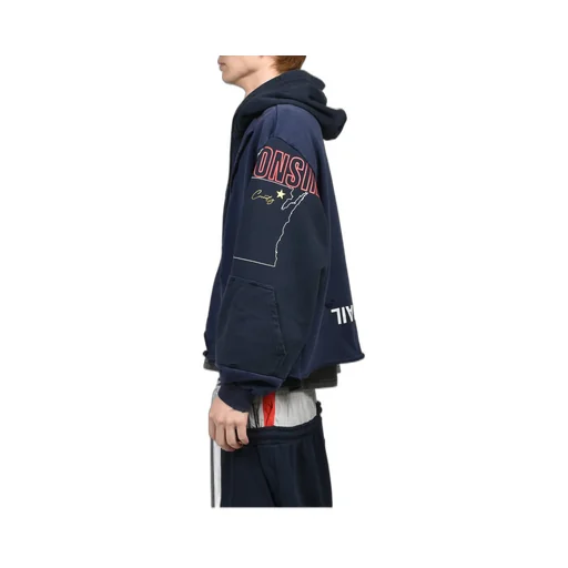 Upside Down Zip Hoodie / Nvy