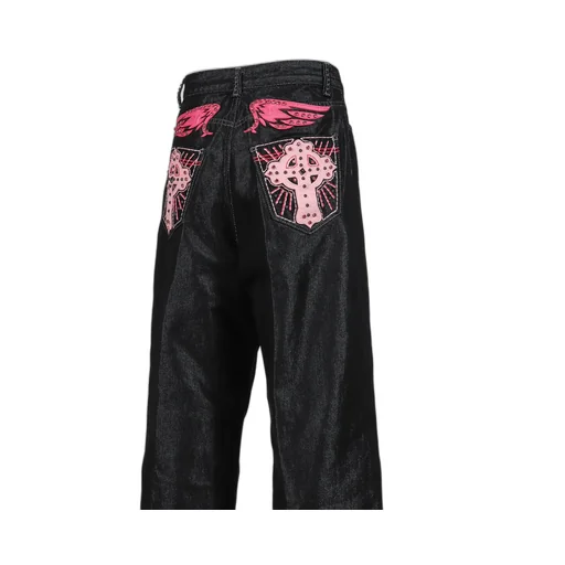 Pink Applique Cross Xl Colossus Jeans / Ind