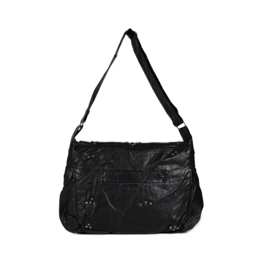 Studded Pu Messenger Bag / Blk