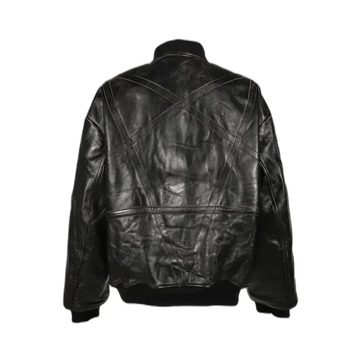 Distressed Leather Flight Jkt / Blk
