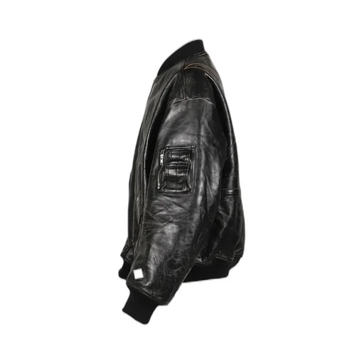 Distressed Leather Flight Jkt / Blk