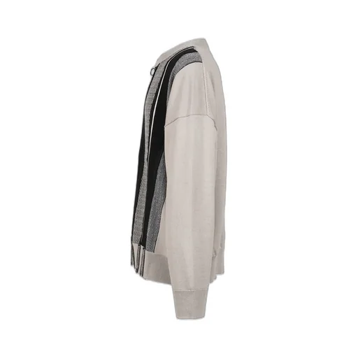 Multi Stripe Zip Up Crew / Bei Blk