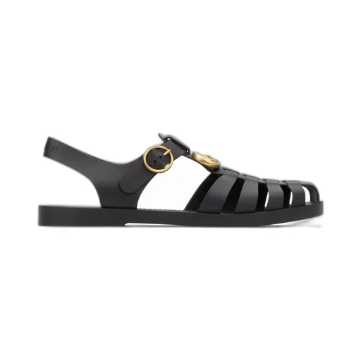 Gucci Gg Logo Plaque Buckle Straps Sandals