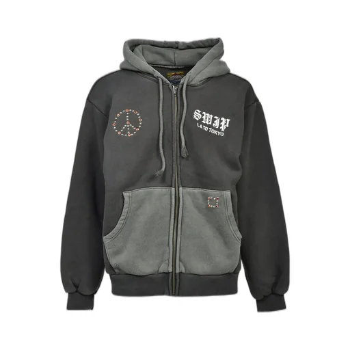 Swjp Zip Up Hoodie W/ Custom Studs Nubian / Gry