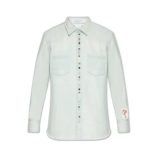 Golden Goose Deluxe Brand Logo-Patch Distressed Shirt