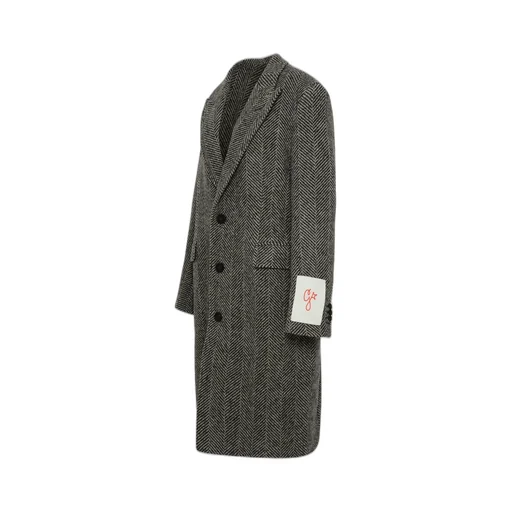 Golden Goose Deluxe Brand Logo Patch Herringbone Patterned Coat