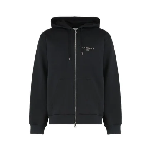 Givenchy Logo Printed Zip-Up Drawstring Hoodie