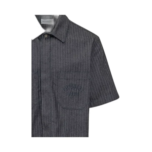 Givenchy Paris Logo Embroidered Denim Shirt