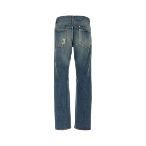 Givenchy Logo Plaque Distressed Straight-Leg Jeans