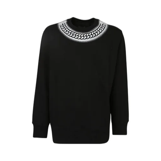 Givenchy Tag Effect Embossed Chain Collar Sweatshirt