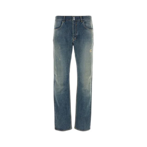 Givenchy Logo Plaque Distressed Straight-Leg Jeans