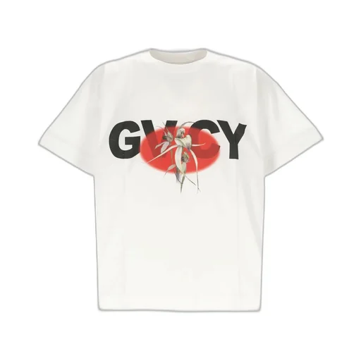Givenchy Gvcy And Flower Printed Crewneck T-Shirt