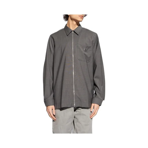 Givenchy Logo Plaque Zip-Up Shirt
