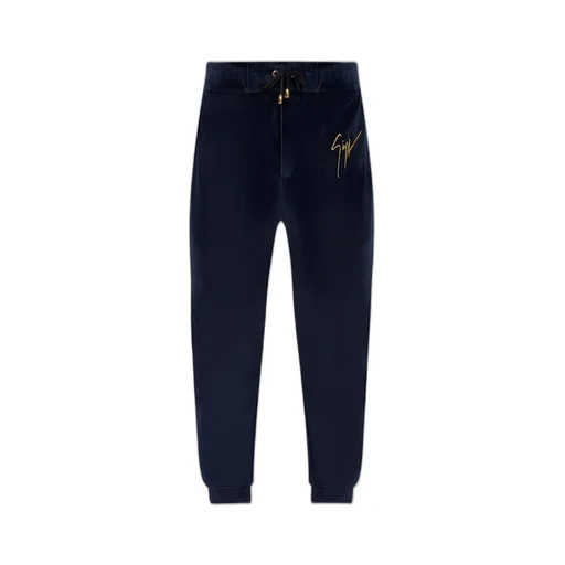 Giuseppe Zanotti Logo Embroidered Velvet Pants