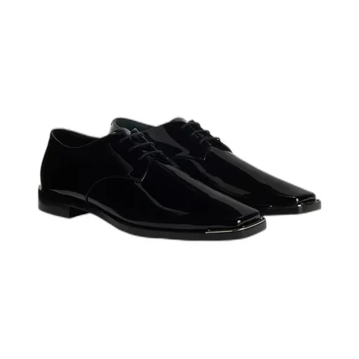 Giuseppe Zanotti Patent Square-Toe Lace-Up Shoes