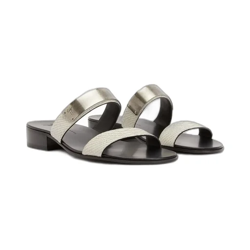 Giuseppe Zanotti Metal Plaque Slide Sandals