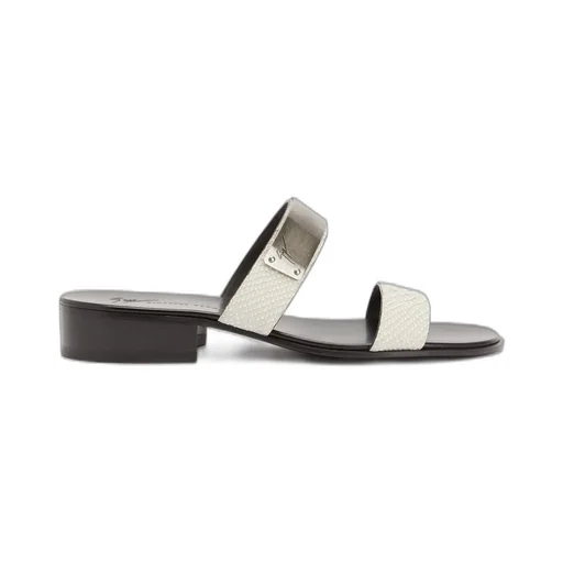 Giuseppe Zanotti Metal Plaque Slide Sandals