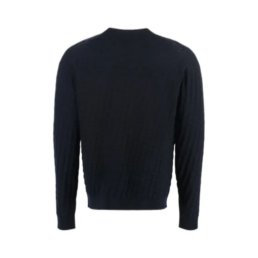 Giorgio Armani Logo Embroidered Fine Knit Jumper