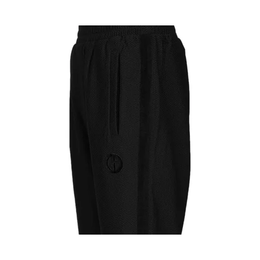 Giorgio Armani Pleat Detailed Logo Embroidered Trousers