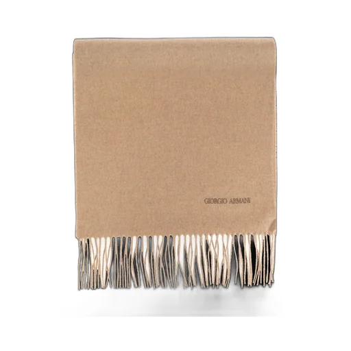 Giorgio Armani Logo Embroidered Fringed Scarf