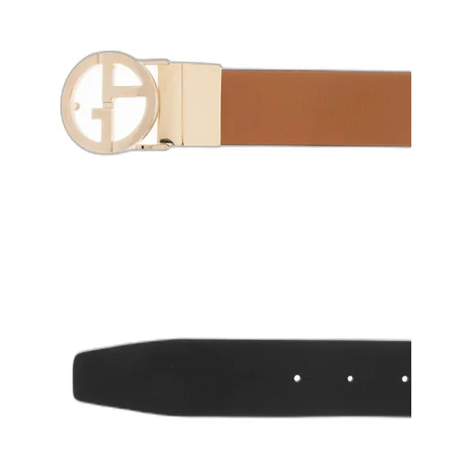 Giorgio Armani Pebbled-Effect Logo Buckled Belt