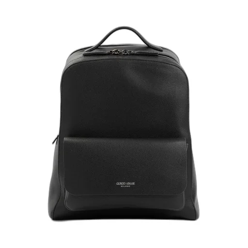 Giorgio Armani Logo Stamp Zip-Up Backpack