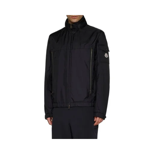 Moncler Gennai Logo Printed Zipped Raincoat