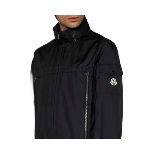 Moncler Gennai Logo Printed Zipped Raincoat