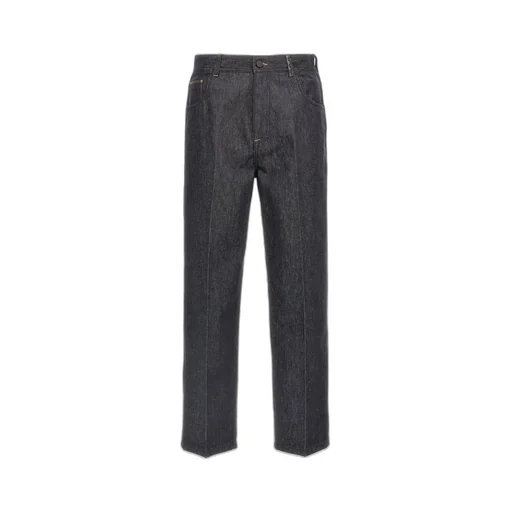 Fendi Straight-Leg Logo Patch Long Jeans