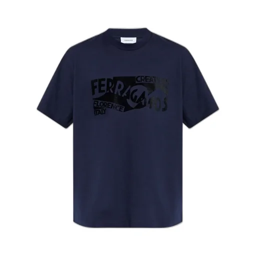 Ferragamo Velvet Finish Logo Crewneck T-Shirt