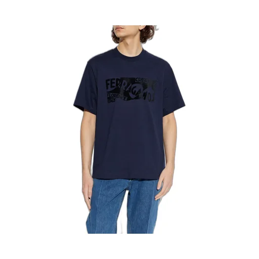 Ferragamo Velvet Finish Logo Crewneck T-Shirt