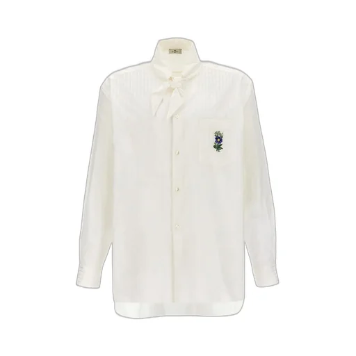 Etro Floral Embroidered Button Up Striped Shirt