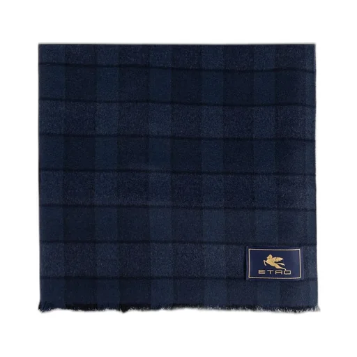 Etro Checked Logo Patch Scarf