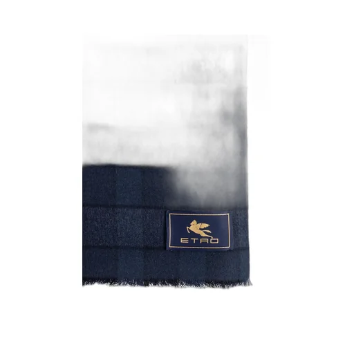 Etro Checked Logo Patch Scarf