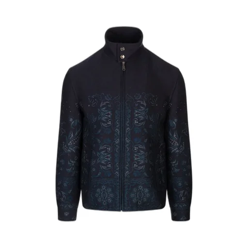 Etro Jacquard Stand-Up Collar Jacket