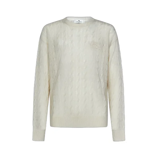Etro Logo Embroidered Cable-Knitted Crewneck Jumper