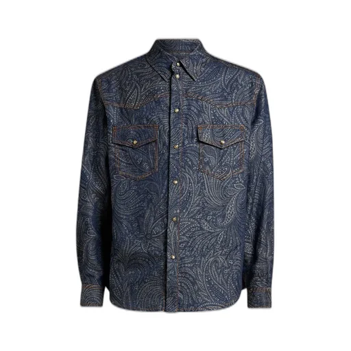 Etro All-Over Jacquard Curved Hem Shirt