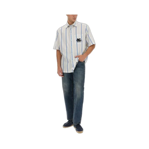 Etro Striped Logo Embroidered Shirt