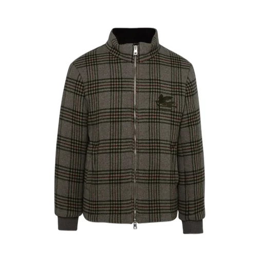 Etro Logo Embroidered Checked Zipped Jacket