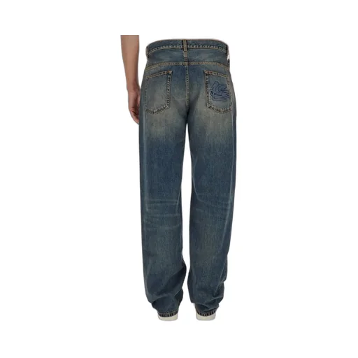 Etro Logo-Embroidered Mid-Rise Wide-Leg Jeans