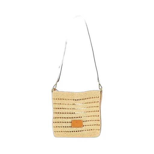 Etro Perforated Logo Patch Woven Shoulder Bag