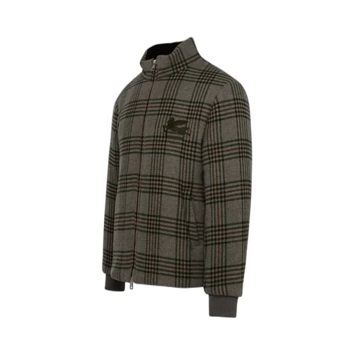 Etro Logo Embroidered Checked Zipped Jacket