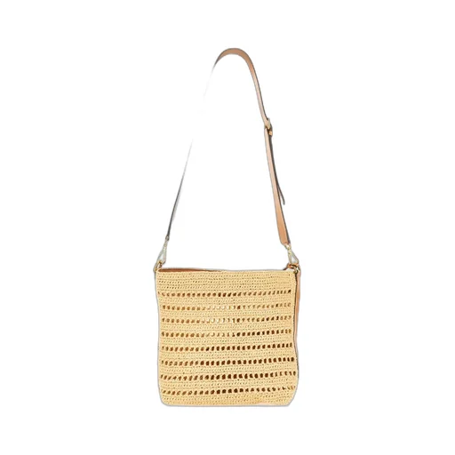 Etro Perforated Logo Patch Woven Shoulder Bag