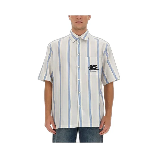 Etro Striped Logo Embroidered Shirt