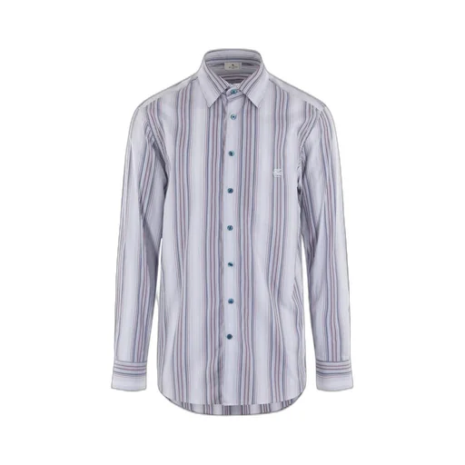 Etro Stripe Pattern Logo Embroidered Shirt