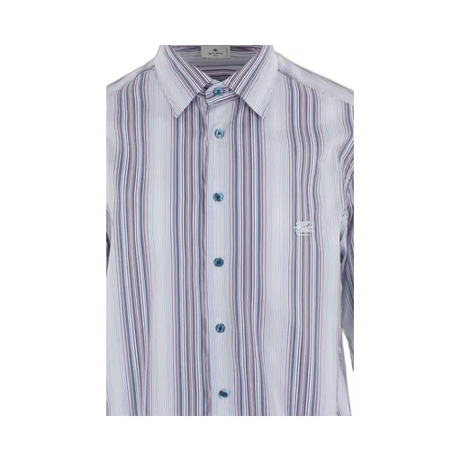Etro Stripe Pattern Logo Embroidered Shirt