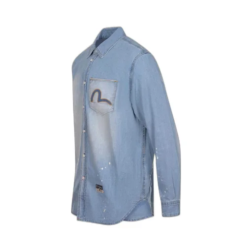 Evisu Paint-Splatter Denim Shirt