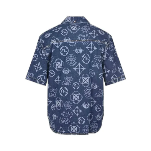Evisu Logo-Print Denim Shirt