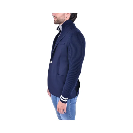 Eleventy Bi Mat Knit-Sleeve Blazer